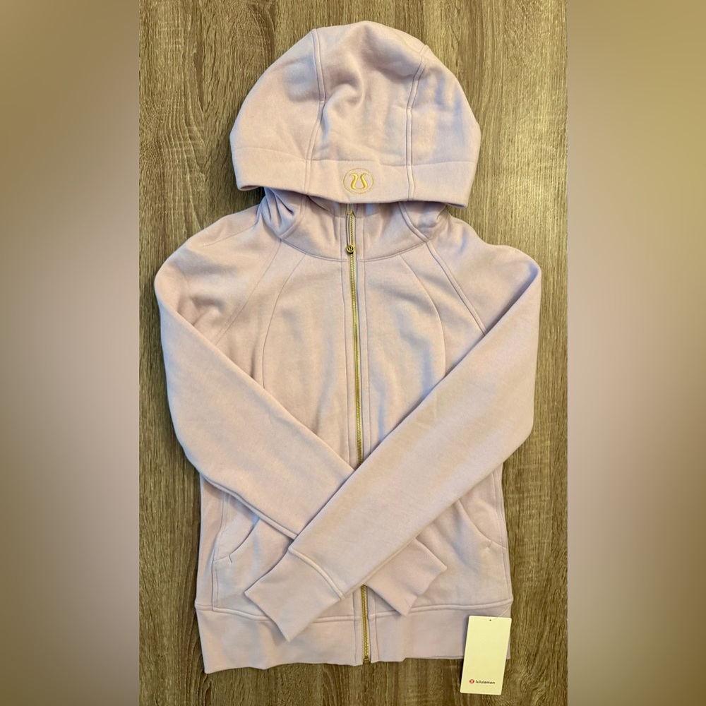 New w/tags Lululemon gold full Zip-Up Scuba Hoodie. Size 10. Lilac Ether. Purple